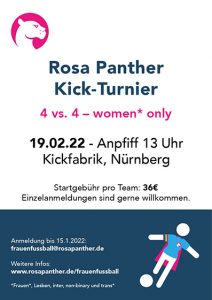 Plakat für das Kick-Turnier der Frauenfußballerinnen am 19.2.22